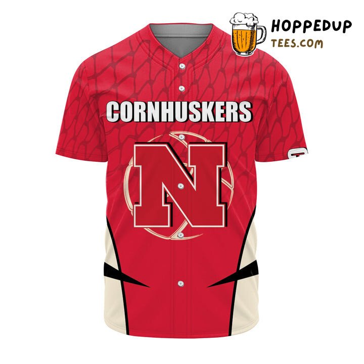 NCAA Nebraska Cornhuskers Custom Text Number Red Cream Baseball Jersey Unisex Shirt NCAA Nebraska Cornhuskers Custom Text Number Red Cream Baseball Jersey Unisex Shirt