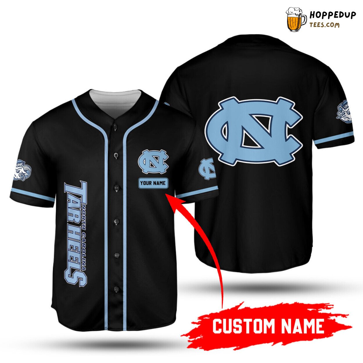 NCAA North Carolina Tar Heels Custom Name Black Baseball Jersey Unisex Shirt
