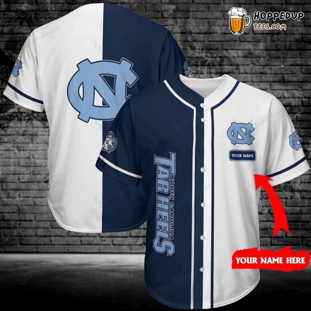 NCAA North Carolina Tar Heels Custom Name Black White Baseball Jersey Unisex Shirt
