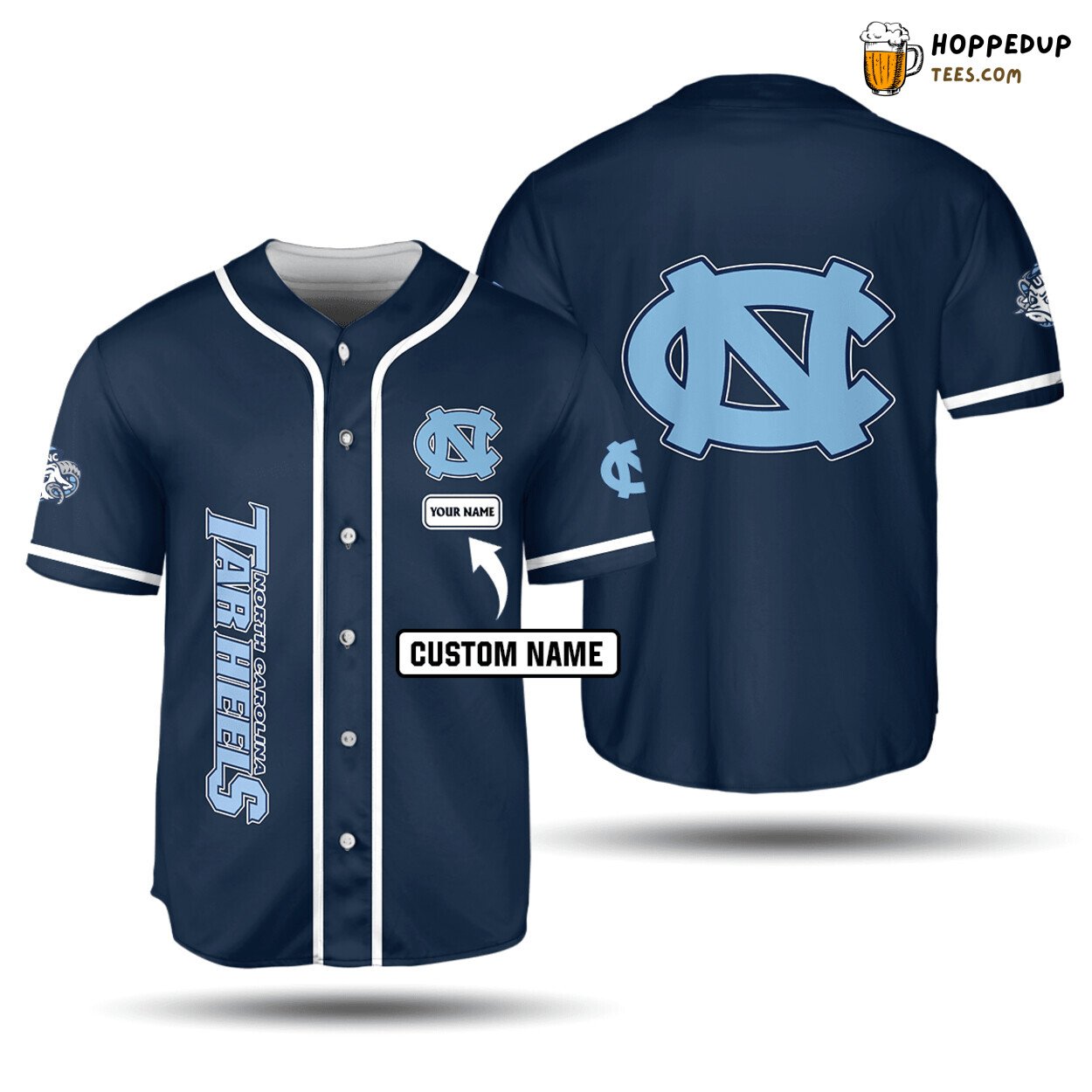 NCAA North Carolina Tar Heels Custom Name Dark Blue Baseball Jersey Unisex Shirt
