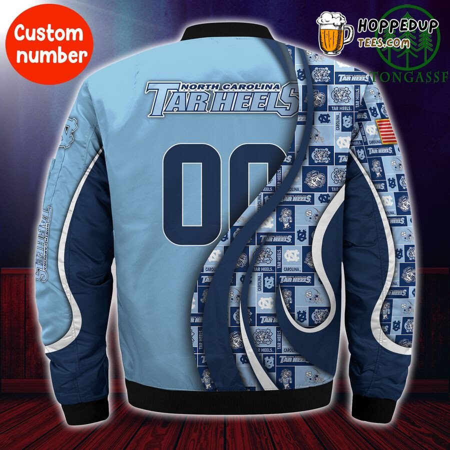 NCAA North Carolina Tar Heels Custom Number Blue Bomber Jacket