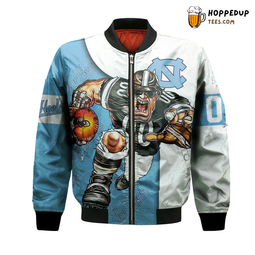 NCAA North Carolina Tar Heels Custom Number Mascot Bomber Jacket NCAA North Carolina Tar Heels Custom Number Mascot Bomber Jacket
