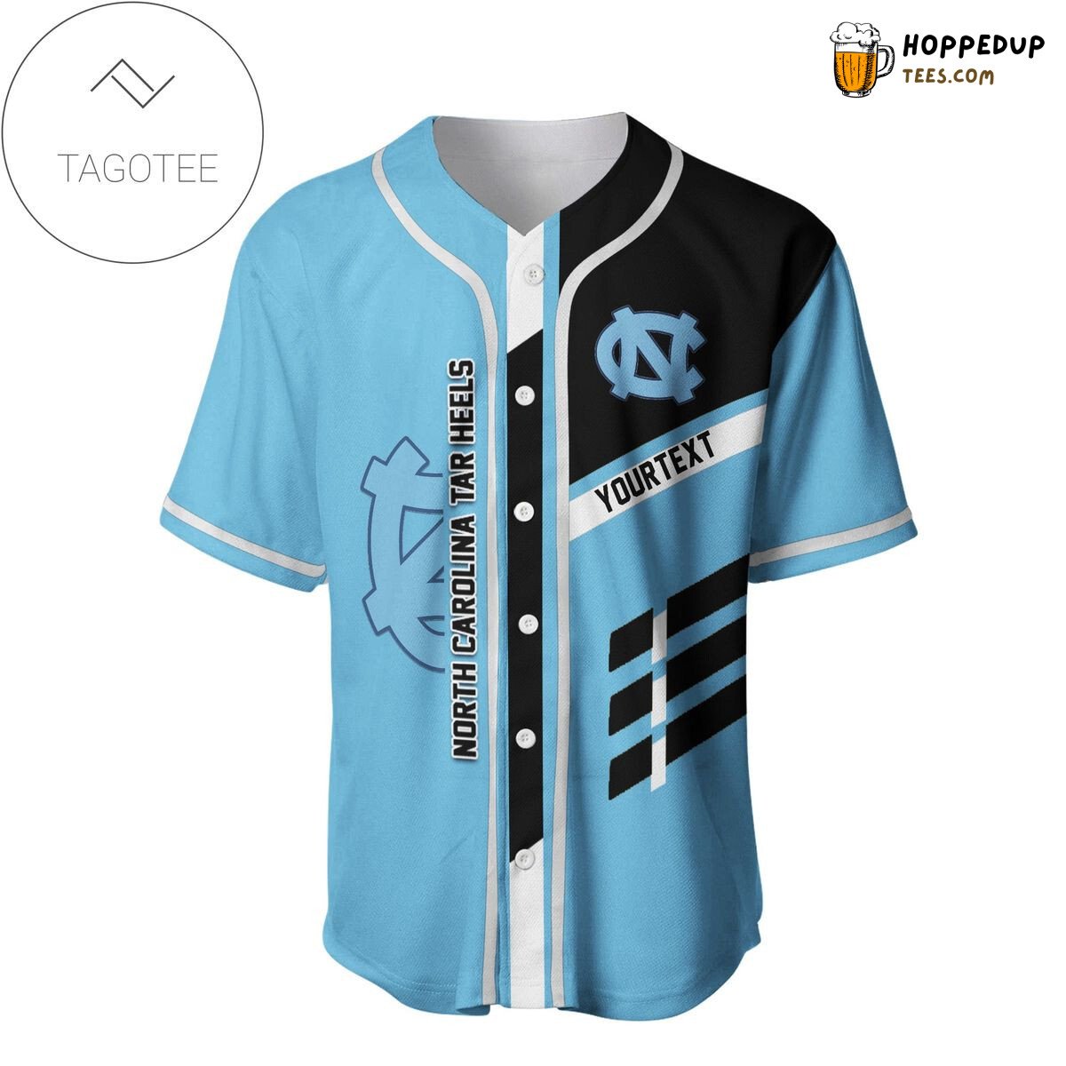 NCAA North Carolina Tar Heels Custom Text Blue Baseball Jersey Unisex Shirt