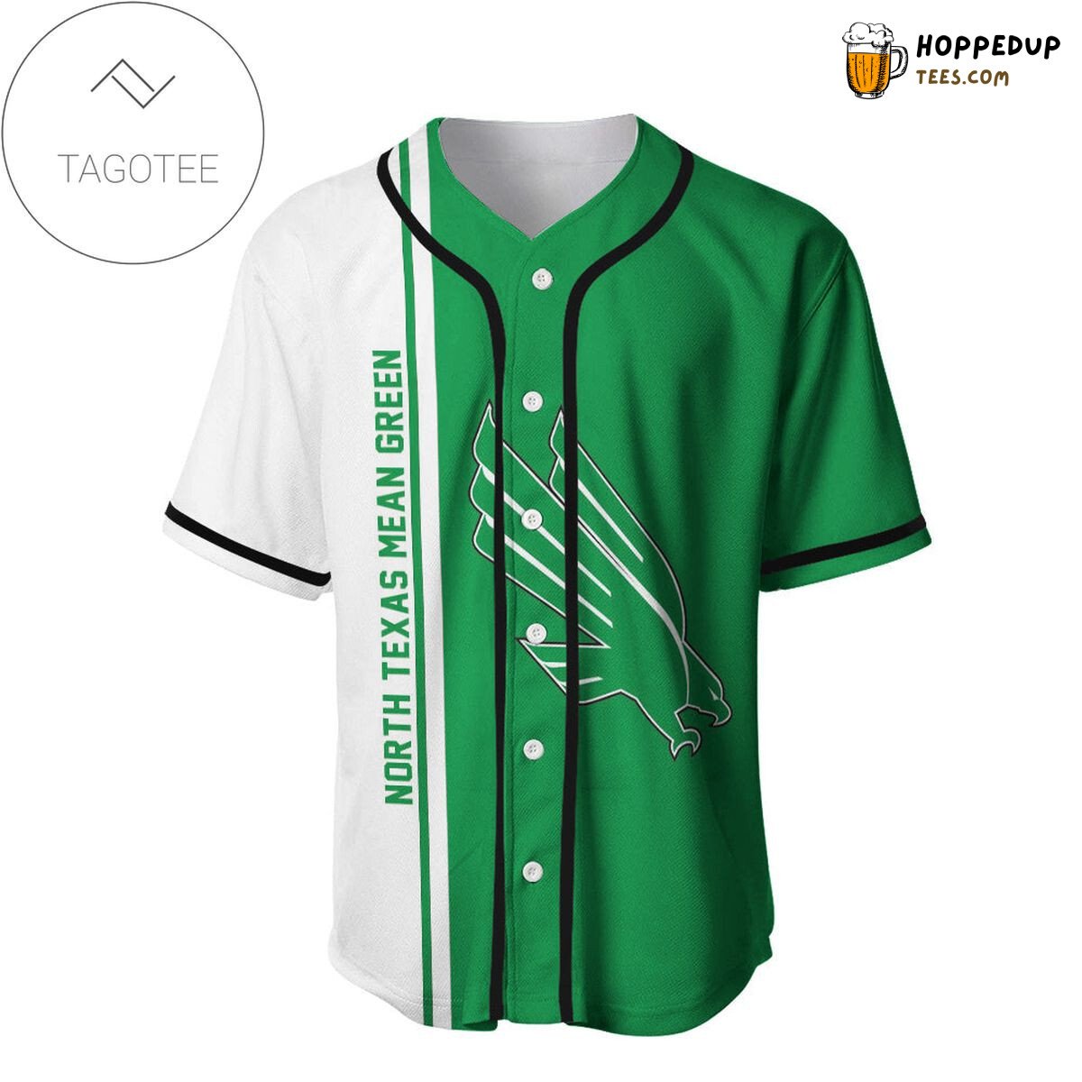 NCAA North Texas Mean Green Half Style Baseball Jersey Unisex Shirt