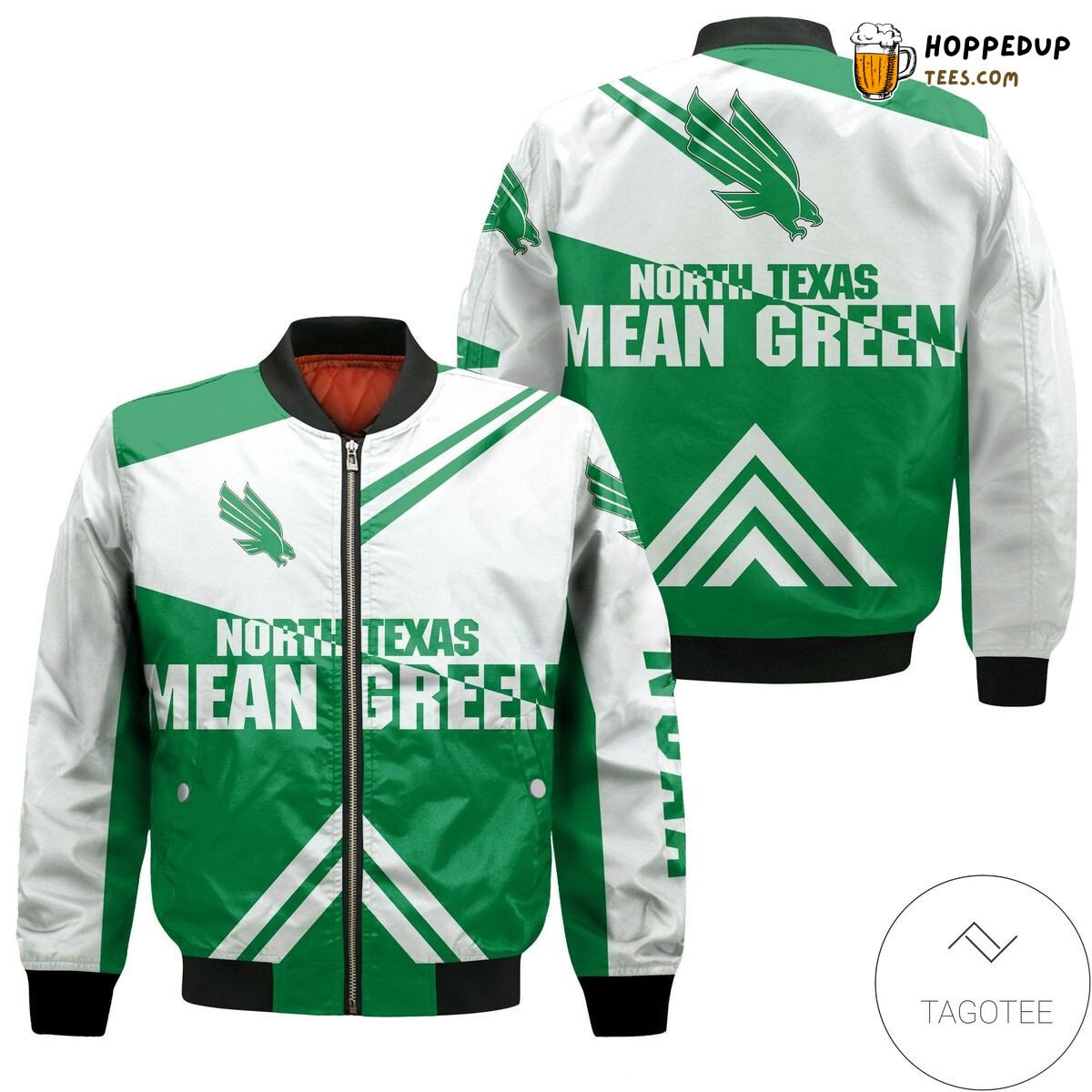 NCAA North Texas Mean Green Stripes Cross Shoulders Bomber Jacket