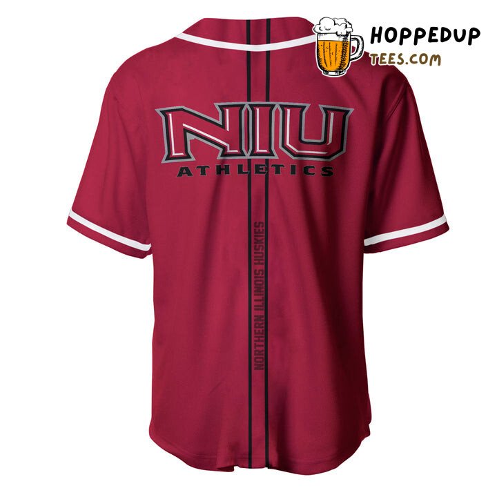 NCAA Northern Illinois Huskies Custom Text Red Black Baseball Jersey Unisex Shirt