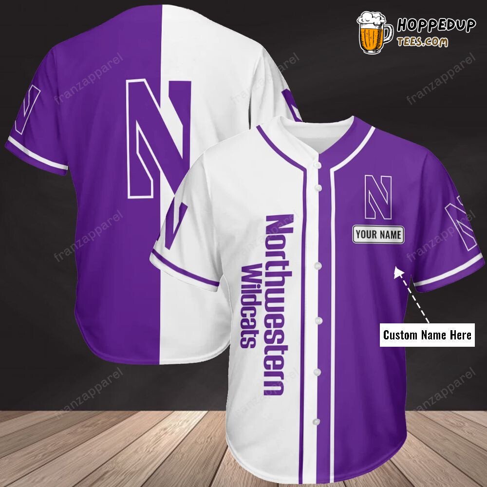 NCAA Northwestern Wildcats Custom Name Baseball Jersey Unisex Shirt