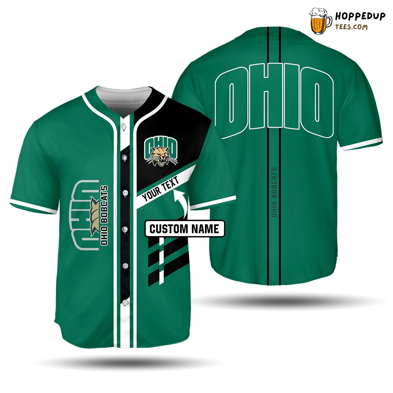 NCAA Ohio Bobcats Custom Text Baseball Jersey Unisex Shirt
