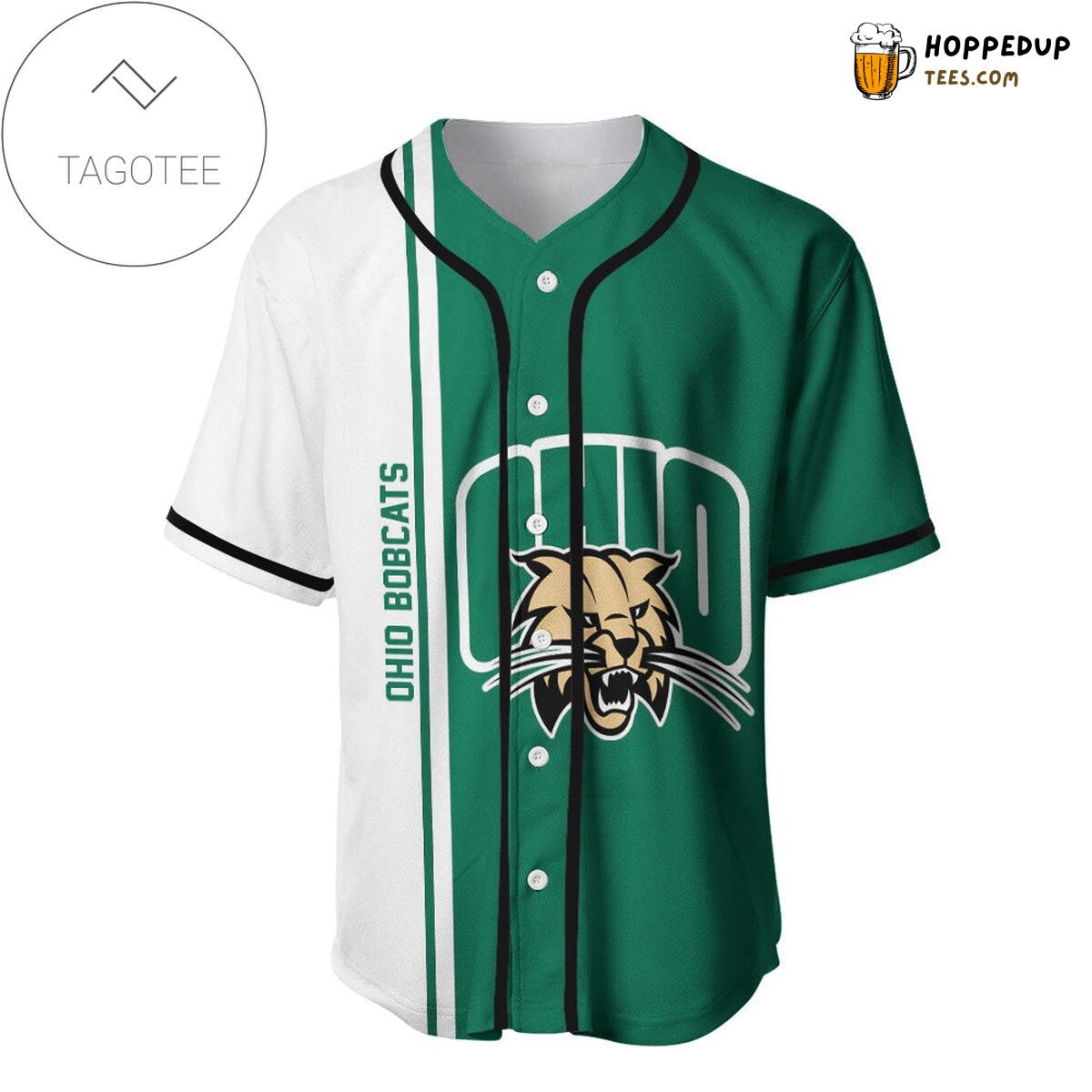 NCAA Ohio Bobcats Half Style Baseball Jersey Unisex Shirt