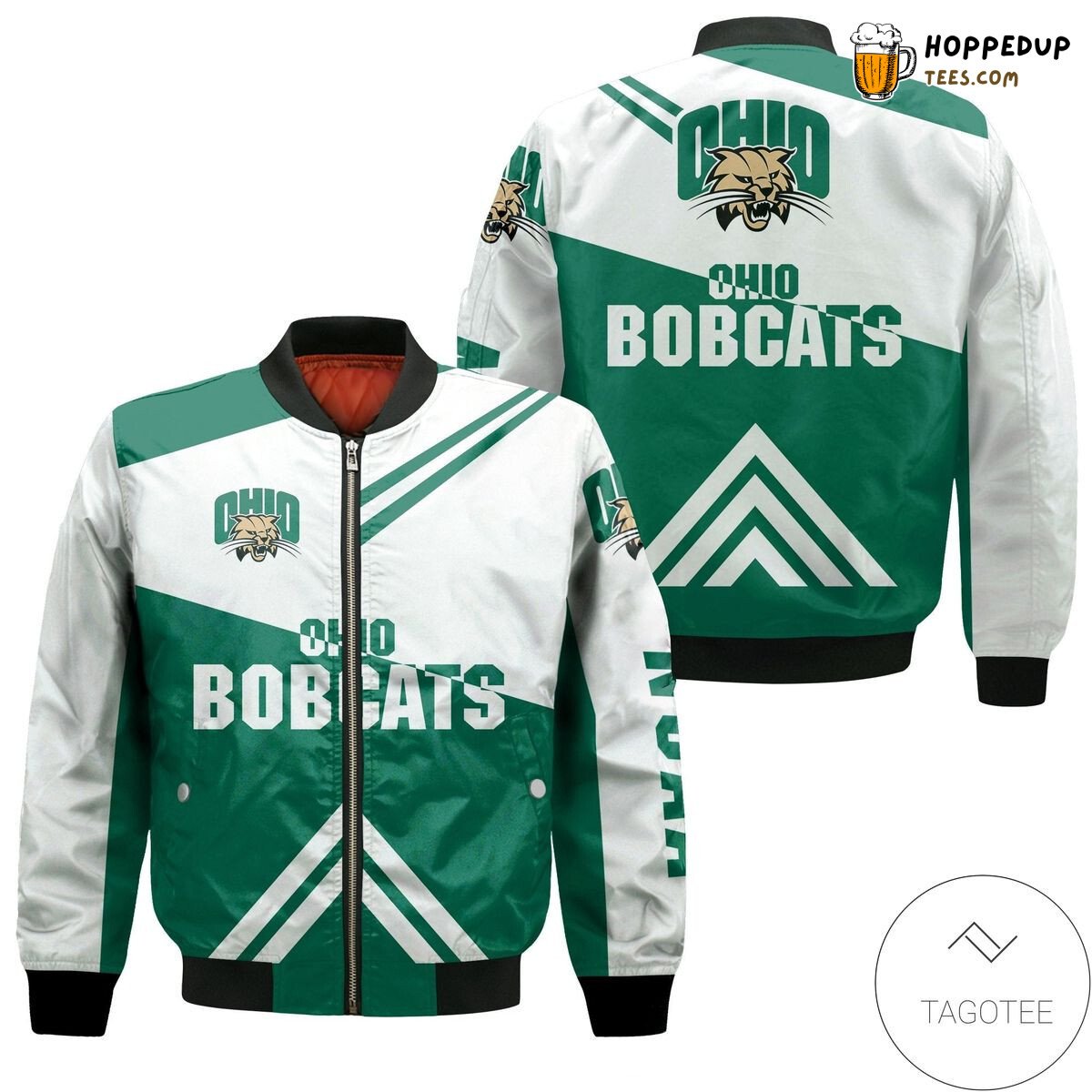 NCAA Ohio Bobcats Stripes Cross Shoulders Bomber Jacket