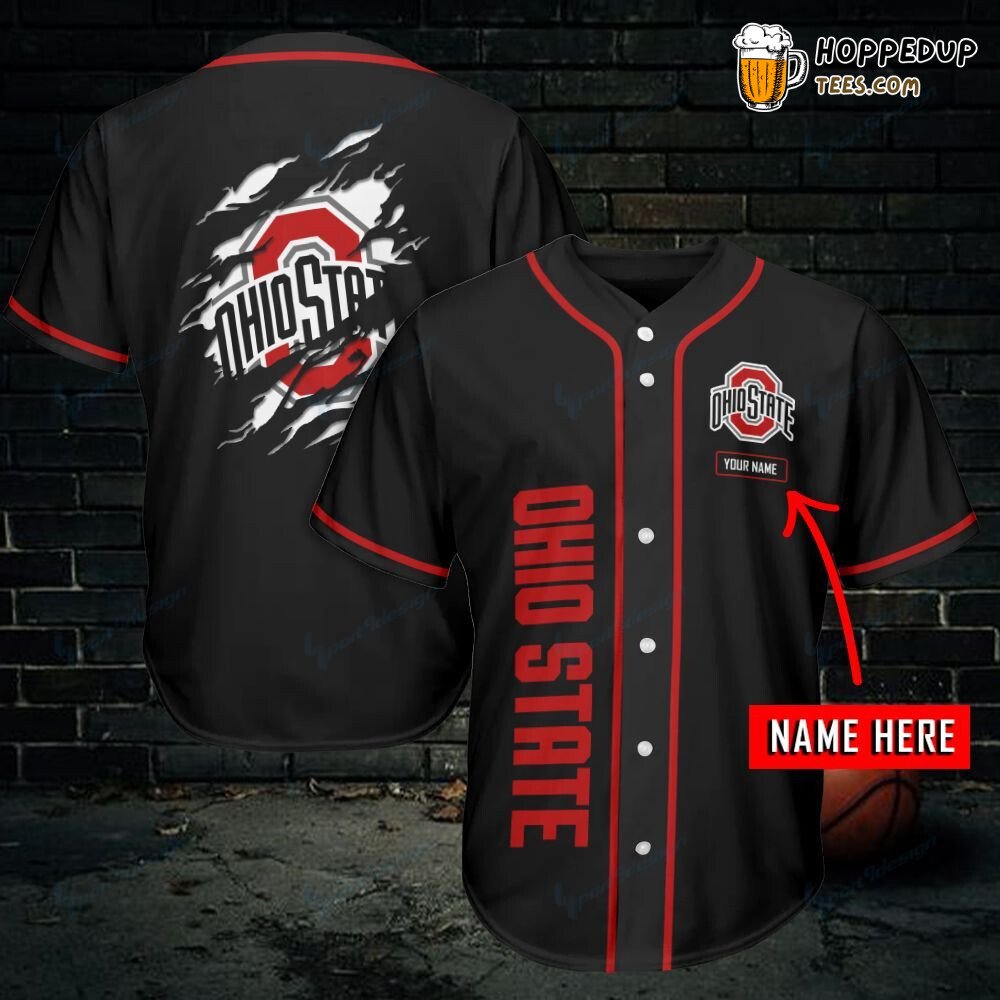 NCAA Ohio State Buckeyes Custom Name Black Baseball Jersey Unisex Shirt