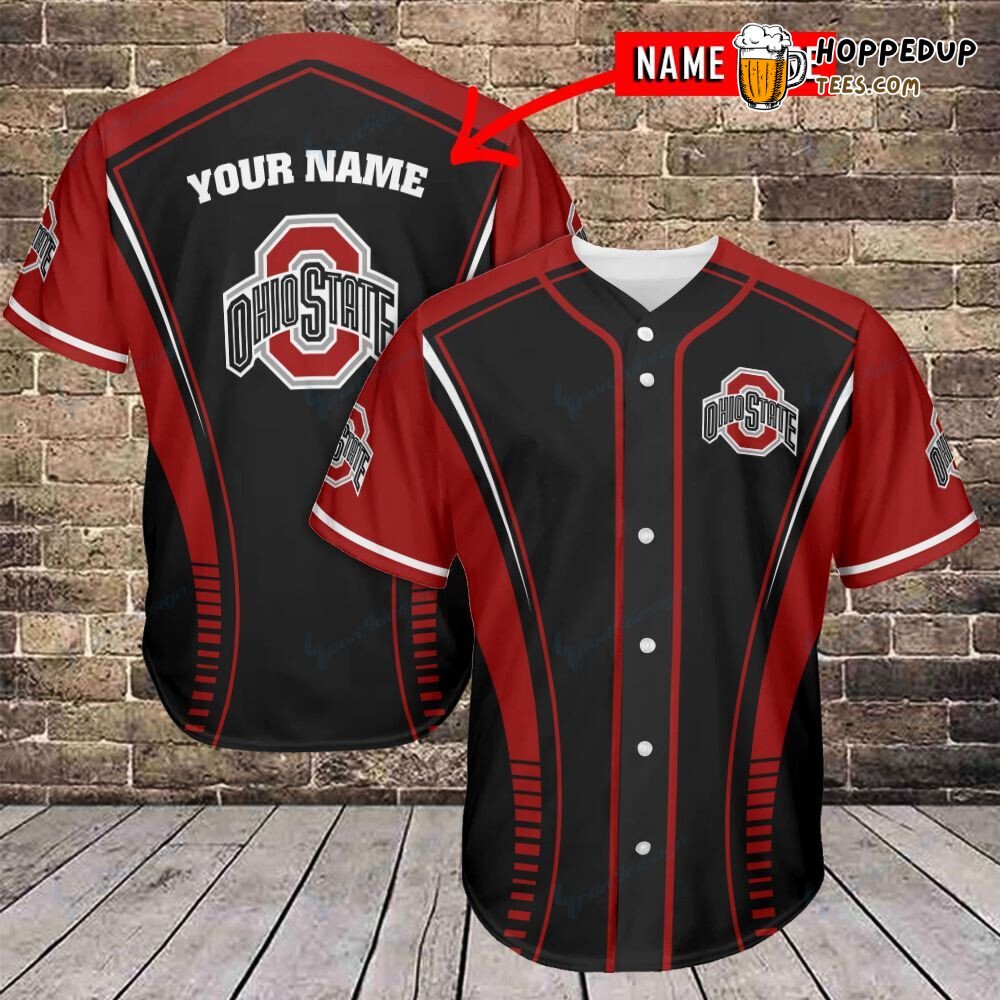 NCAA Ohio State Buckeyes Custom Name Black Red Baseball Jersey Unisex Shirt