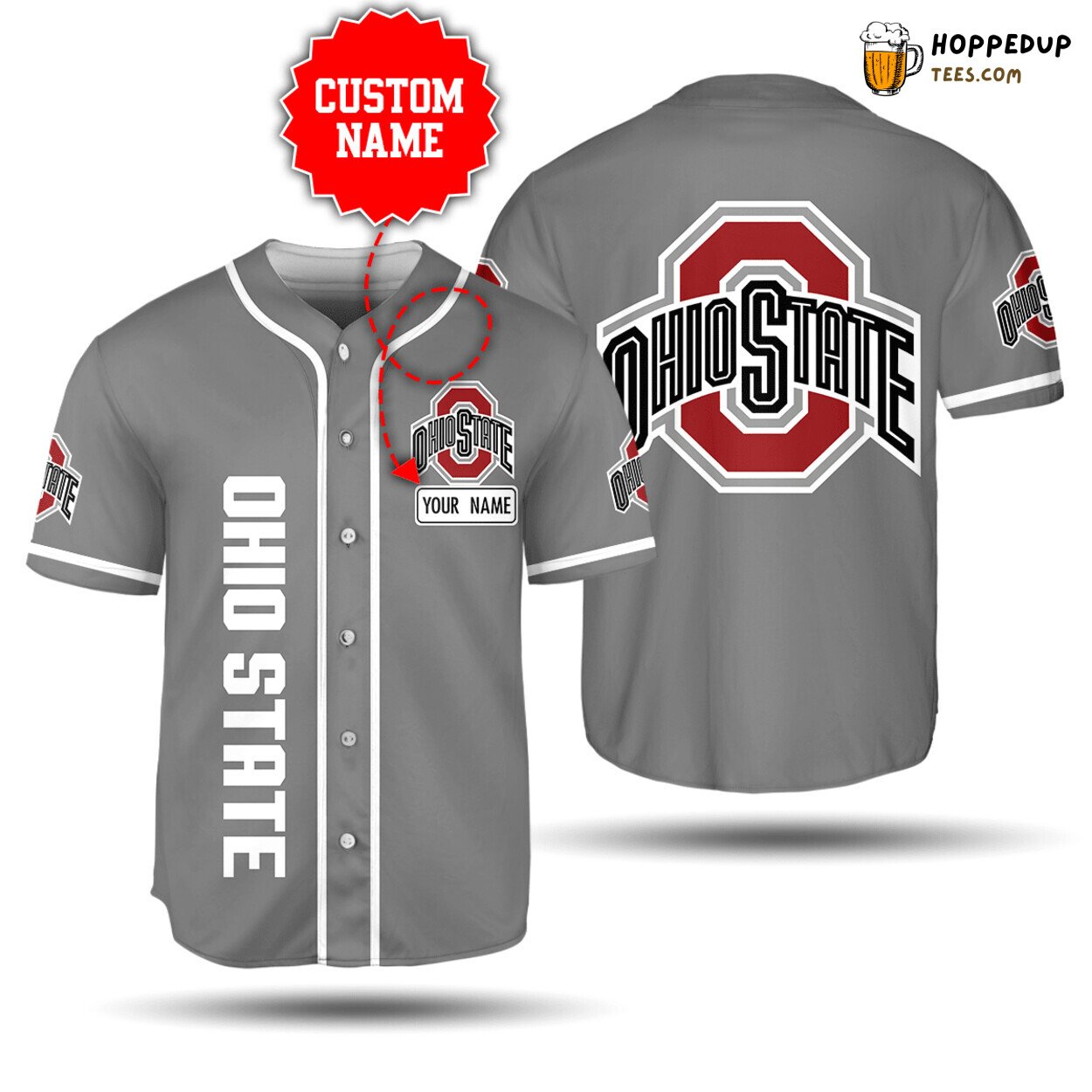 NCAA Ohio State Buckeyes Custom Name Gray Baseball Jersey Unisex Shirt