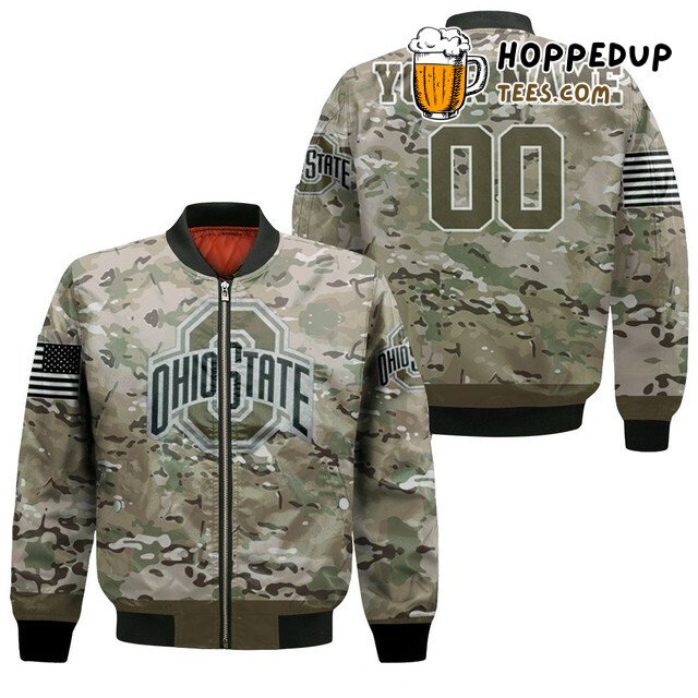 NCAA Ohio State Buckeyes Custom Name Number Camo Bomber Jacket