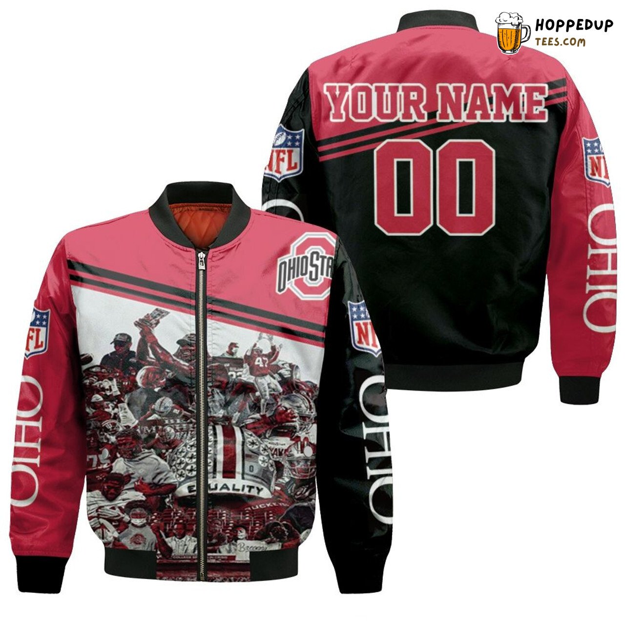 NCAA Ohio State Buckeyes Custom Name Number Champions Bomber Jacket