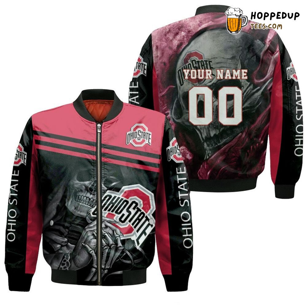 NCAA Ohio State Buckeyes Custom Name Number Maiden Skull Bomber Jacket