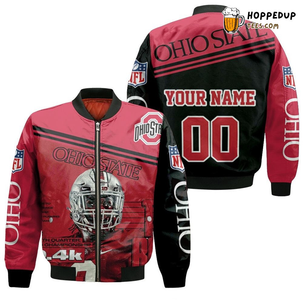 NCAA Ohio State Buckeyes Custom Name Number Red Bomber Jacket