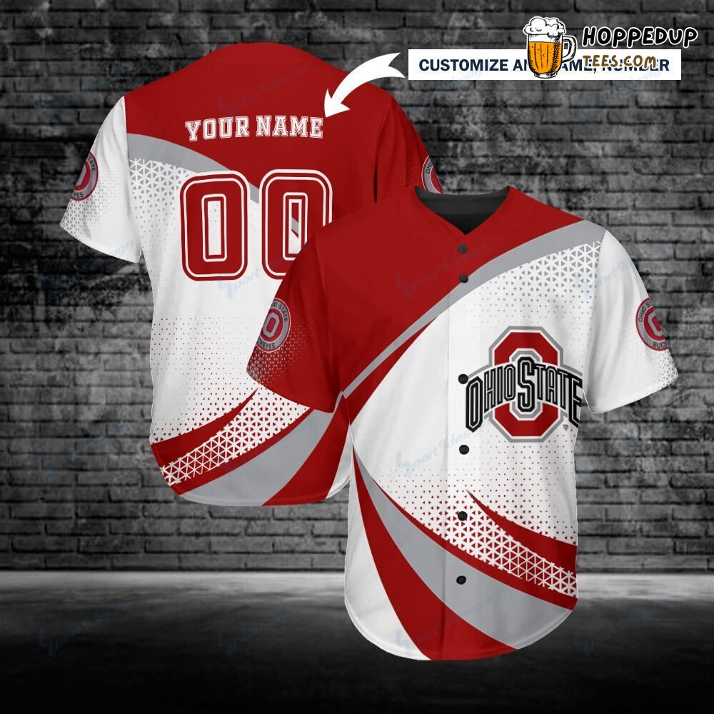 NCAA Ohio State Buckeyes Custom Name Number Red White Baseball Jersey Unisex Shirt
