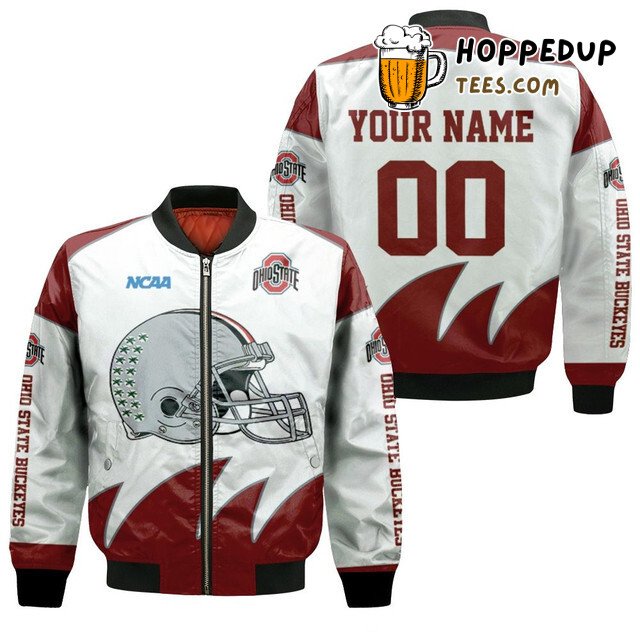 NCAA Ohio State Buckeyes Custom Name Number White Bomber Jacket