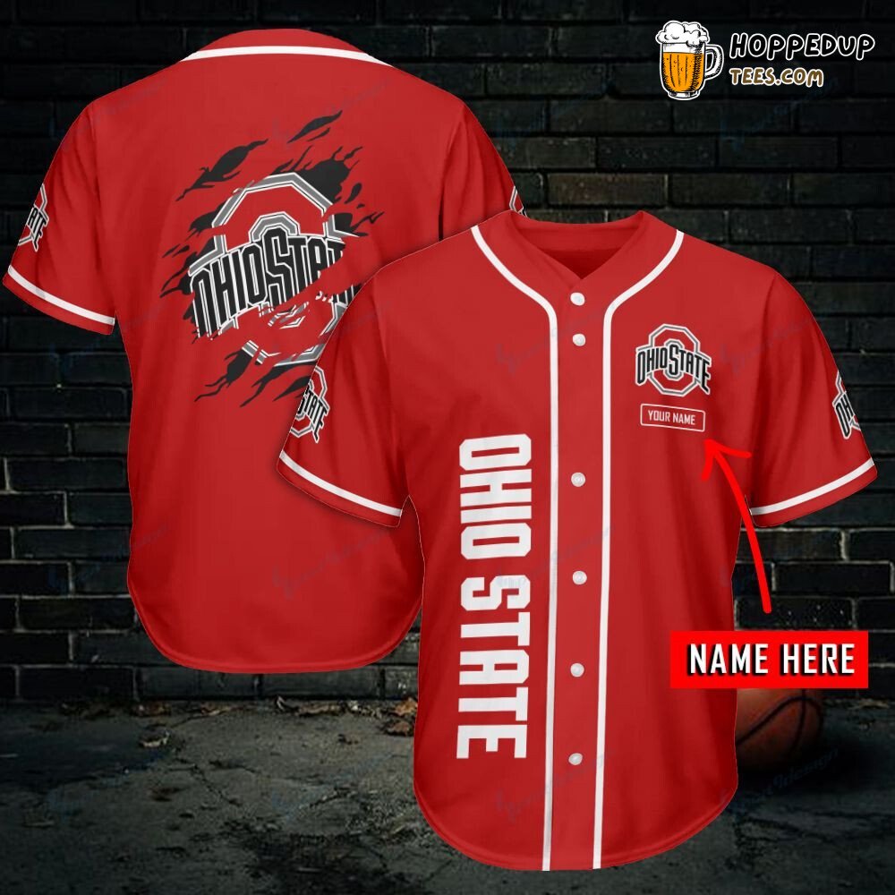 NCAA Ohio State Buckeyes Custom Name Red Baseball Jersey Unisex Shirt