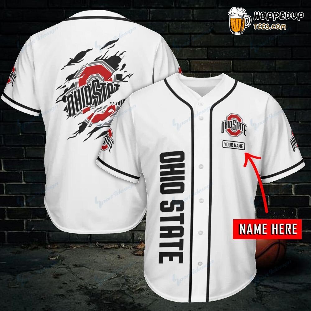NCAA Ohio State Buckeyes Custom Name White Baseball Jersey Unisex Shirt