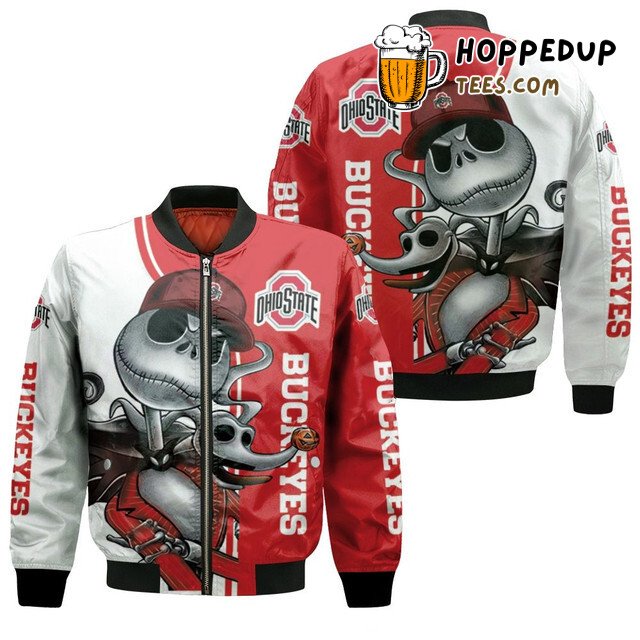 NCAA Ohio State Buckeyes Jack Skellington And Zero Bomber Jacket