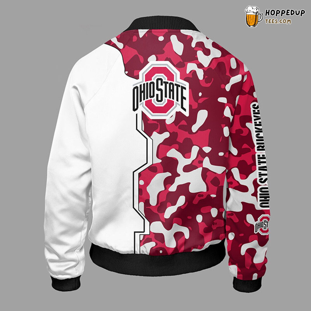 NCAA Ohio State Buckeyes Unique Camouflage Red Bomber Jacket Design