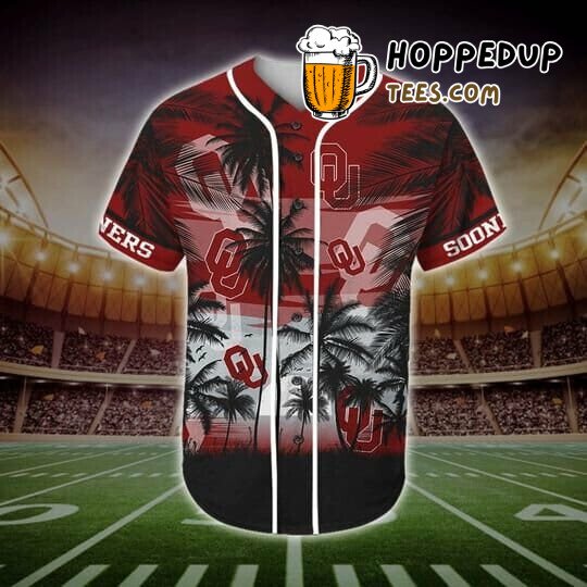 NCAA Oklahoma Sooners Crimson Coconut Tree Baseball Jersey Unisex Shirt