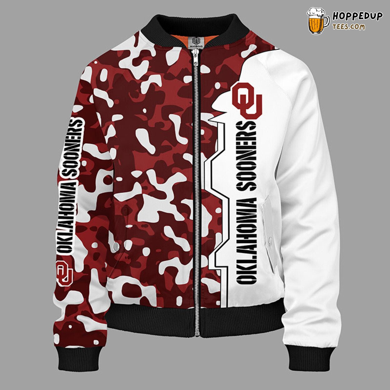 NCAA Oklahoma Sooners Unique Camouflage Red Bomber Jacket Design NCAA Oklahoma Sooners Unique Camouflage Red Bomber Jacket Design