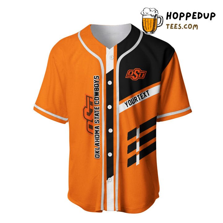 NCAA Oklahoma State Cowboys Custom Text Orange Black Baseball Jersey Unisex Shirt NCAA Oklahoma State Cowboys Custom Text Orange Black Baseball Jersey Unisex Shirt