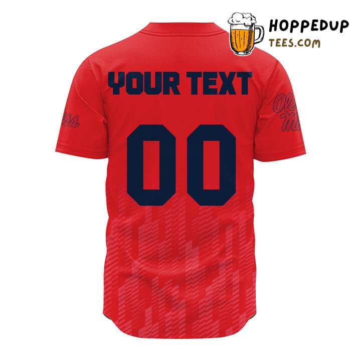 NCAA Ole Miss Rebels Custom Text Number Red Ombre Baseball Jersey Unisex Shirt