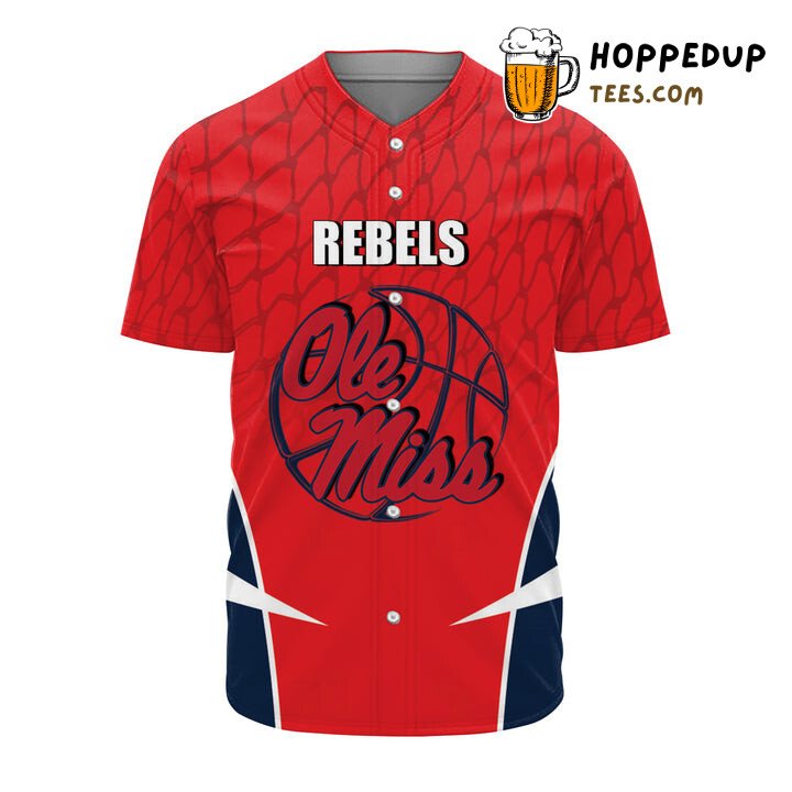 NCAA Ole Miss Rebels Red Blue Baseball Jersey Unisex Shirt