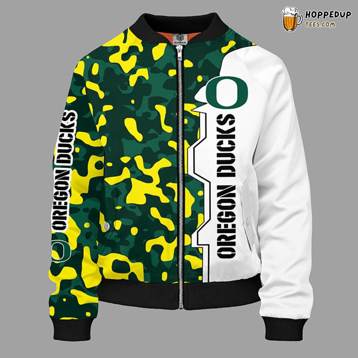 NCAA Oregon Ducks Unique Camouflage Green Bomber Jacket Design