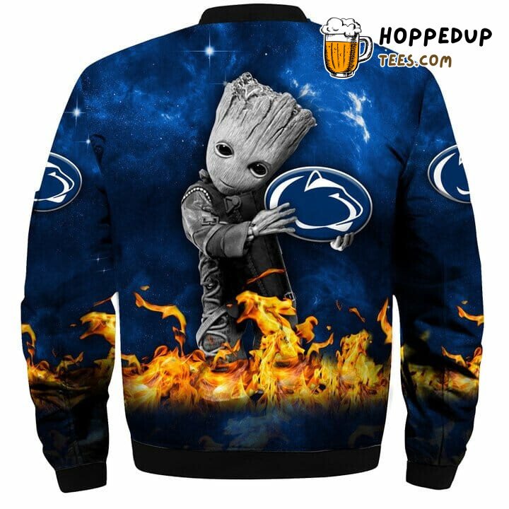 NCAA Penn State Nittany Lions Baby Groot Blue Bomber Jacket