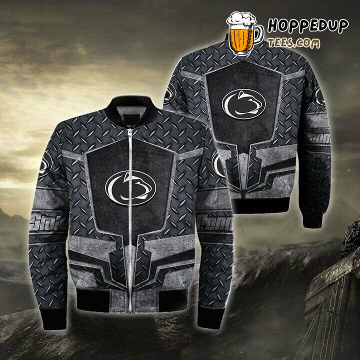 NCAA Penn State Nittany Lions Black Grey Bomber Jacket