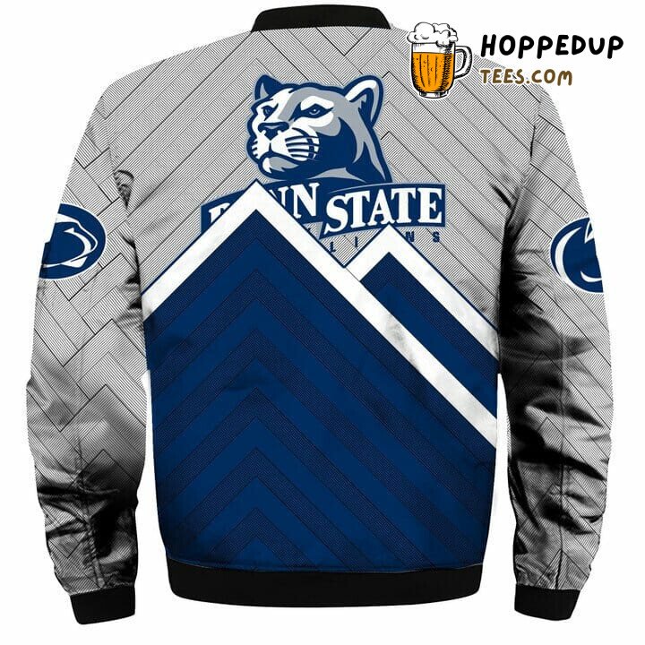 NCAA Penn State Nittany Lions Blue Grey Bomber Jacket Sports