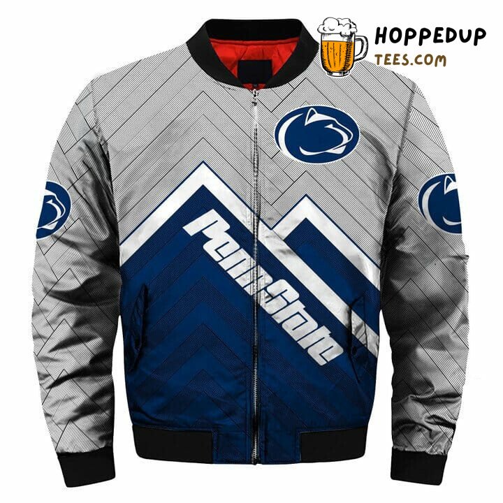 NCAA Penn State Nittany Lions Blue Grey Bomber Jacket Sports