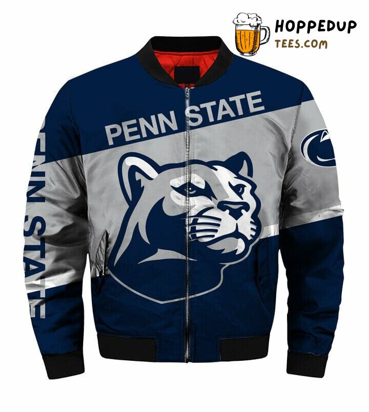 NCAA Penn State Nittany Lions Blue Grey Refined Bomber Jacket NCAA Penn State Nittany Lions Blue Grey Refined Bomber Jacket