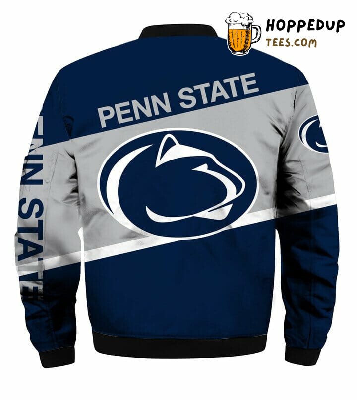 NCAA Penn State Nittany Lions Blue Grey Refined Bomber Jacket