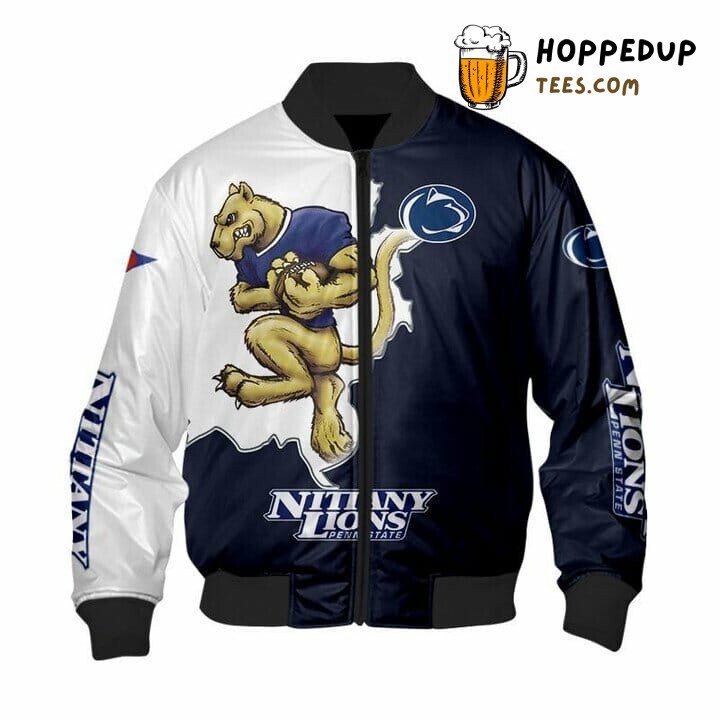 NCAA Penn State Nittany Lions Blue White Mascot Bomber Jacket