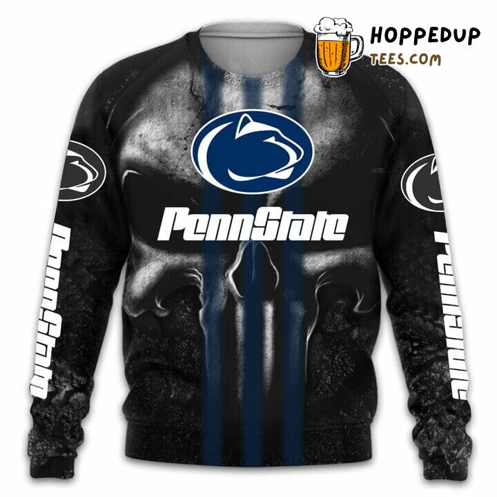 NCAA Penn State Nittany Lions Punisher Skull Black Bomber Jacket