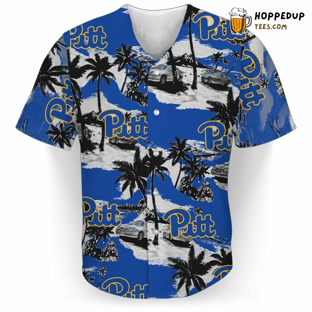 NCAA Pittsburgh Panthers Coconut Tree Blue Baseball Jersey Unisex Shirt
