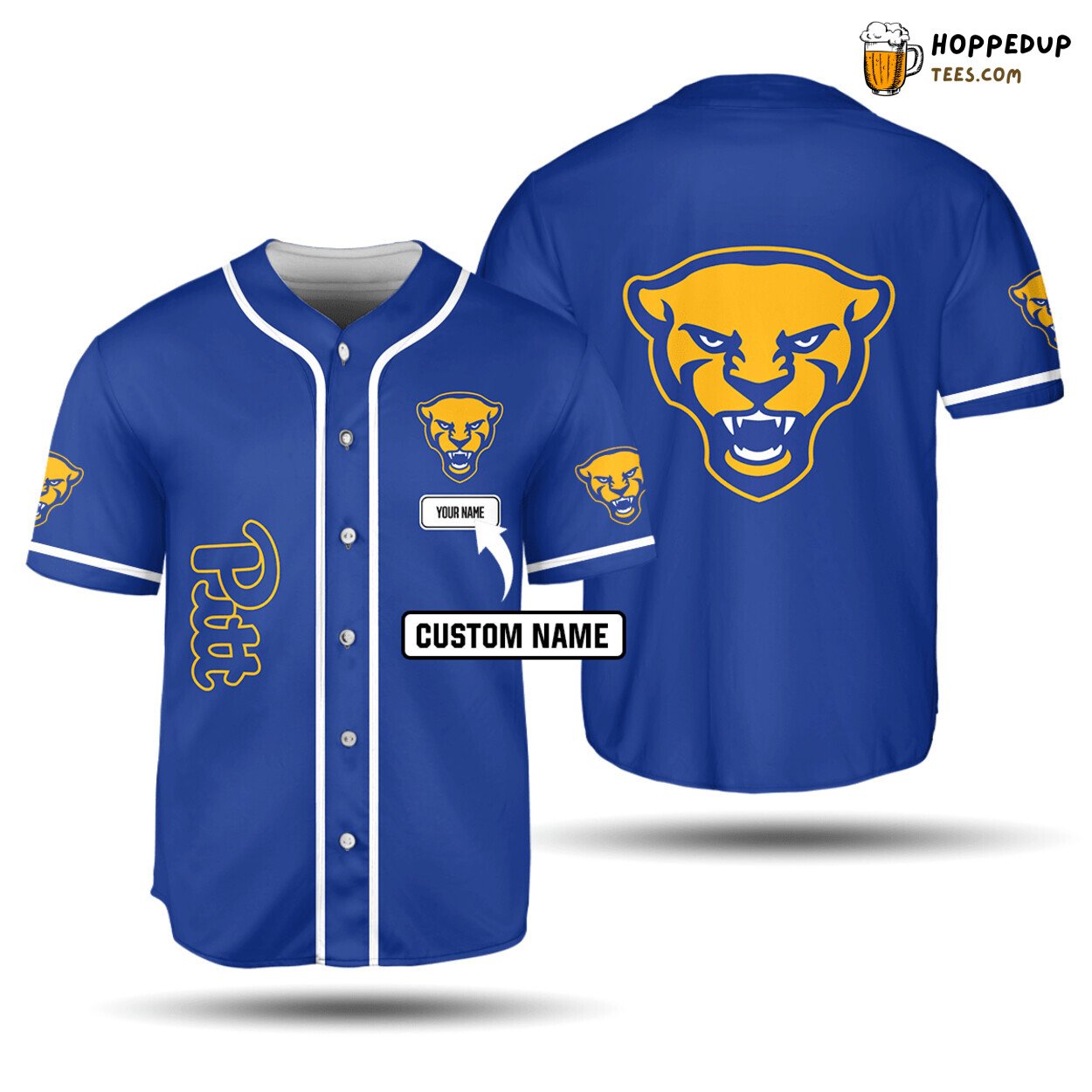 NCAA Pittsburgh Panthers Custom Name Blue Baseball Jersey Unisex Shirt