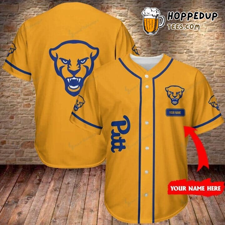 NCAA Pittsburgh Panthers Custom Name Gold Baseball Jersey Unisex Shirt