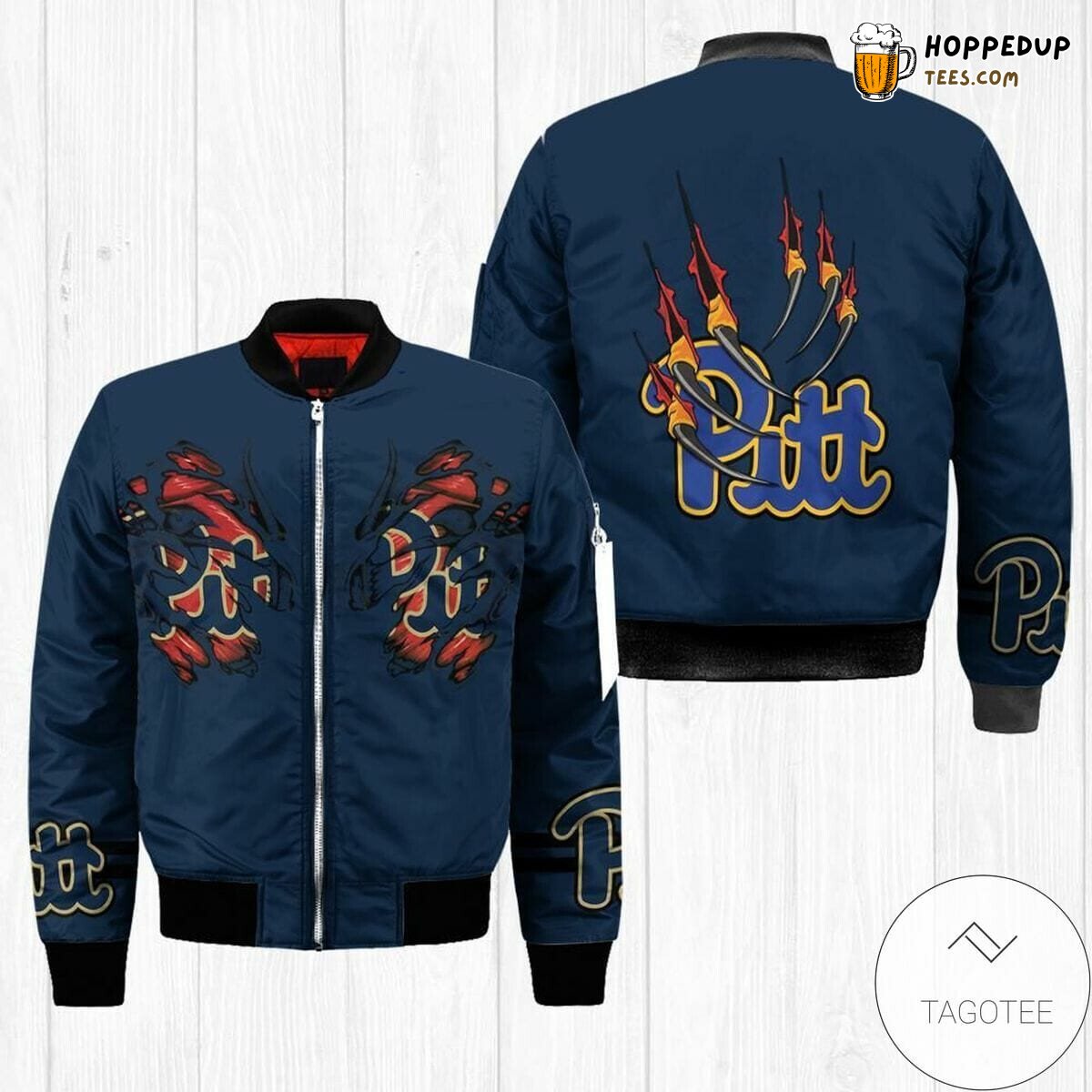 NCAA Pittsburgh Panthers Navy Blue Scratch Bomber Jacket