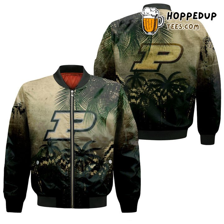 NCAA Purdue Boilermakers Coconut Tree Tropical Bomber Jacket
