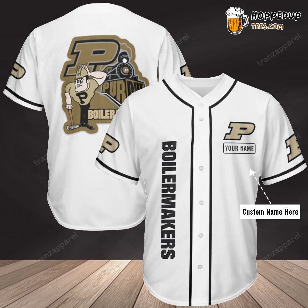 NCAA Purdue Boilermakers Custom Name White Baseball Jersey Unisex Shirt