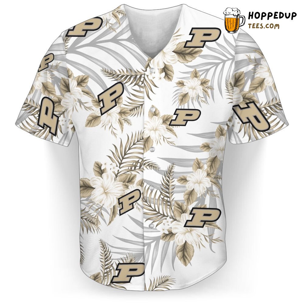 NCAA Purdue Boilermakers Gold White Flowers Baseball Jersey Unisex Shirt NCAA Purdue Boilermakers Gold White Flowers Baseball Jersey Unisex Shirt