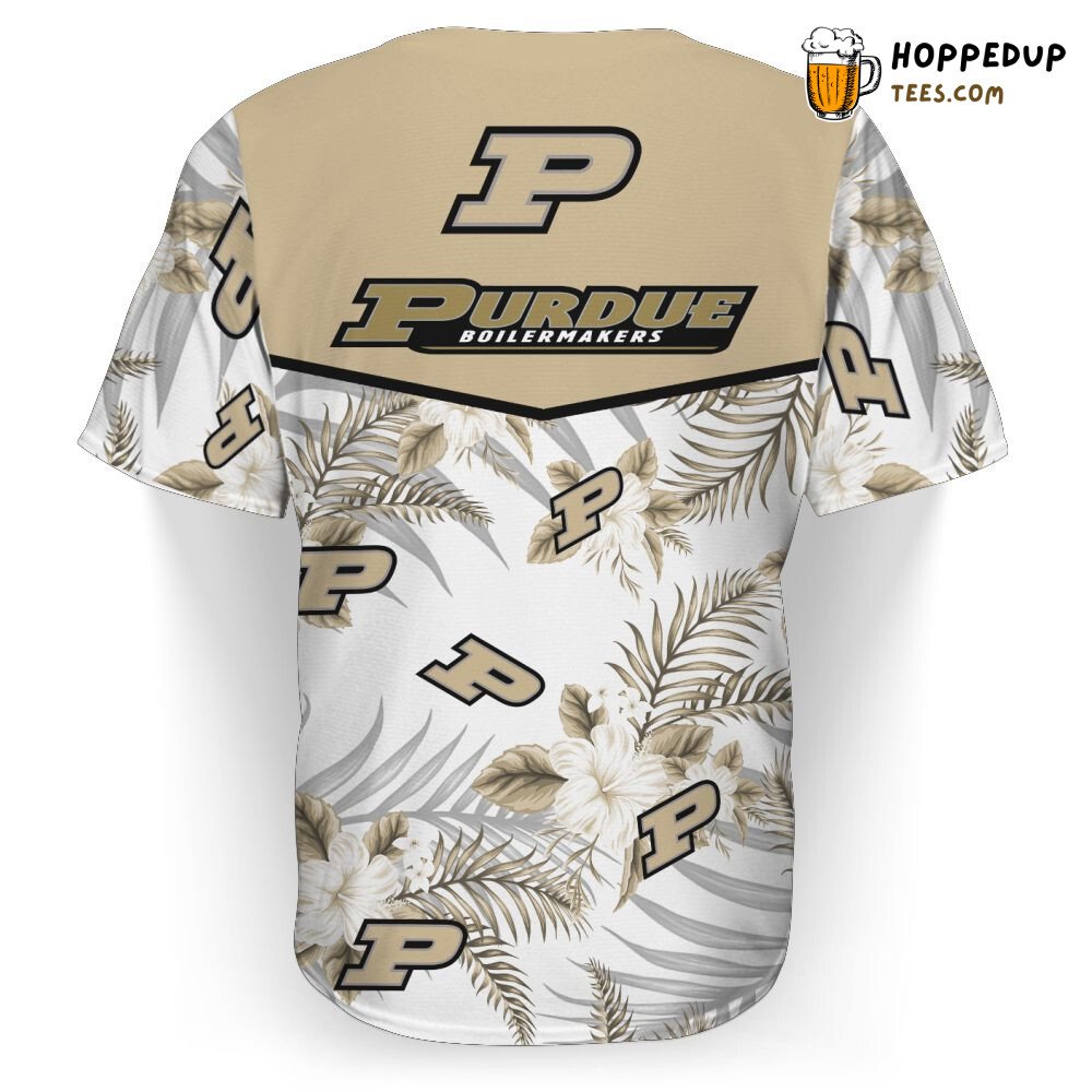 NCAA Purdue Boilermakers Gold White Flowers Baseball Jersey Unisex Shirt