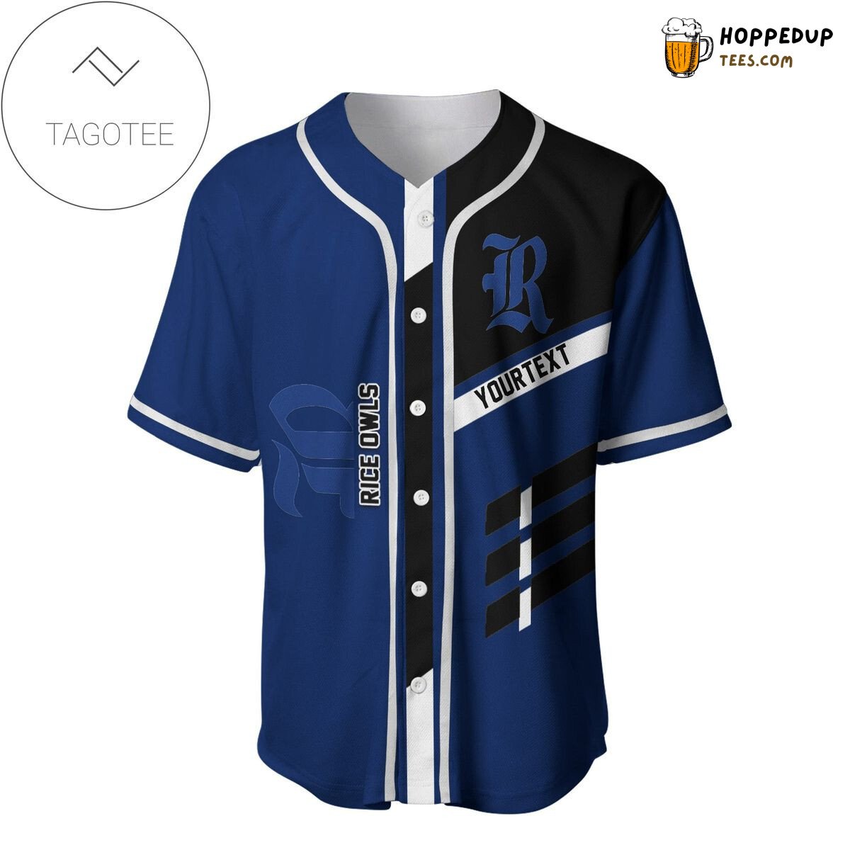 NCAA Rice Owls Half Style Baseball Jersey Unisex Shirt